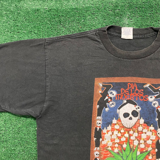 Vintage 90s Dead Skull Goth Sun Faded Single Stitch Tee