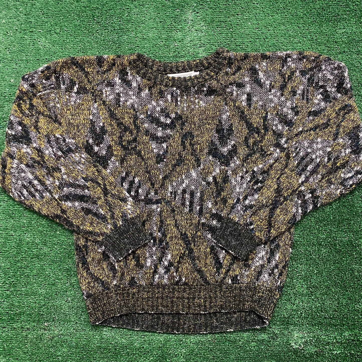 Vintage 90s Abstract Pattern Wool Essential Crewneck Sweater