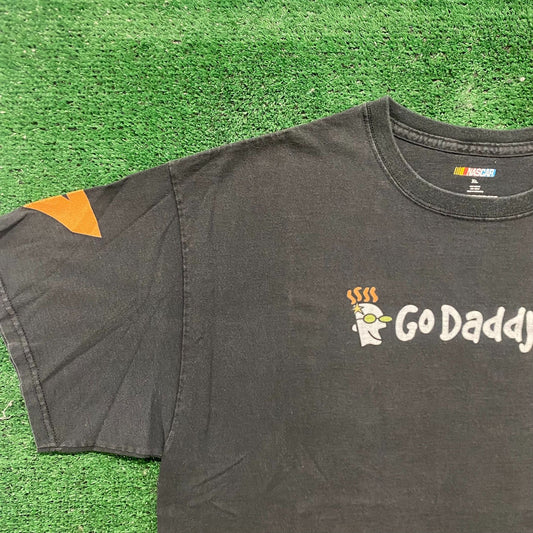 Vintage Y2K Go Daddy NASCAR Shirt Sun Faded Racing Logo Tee