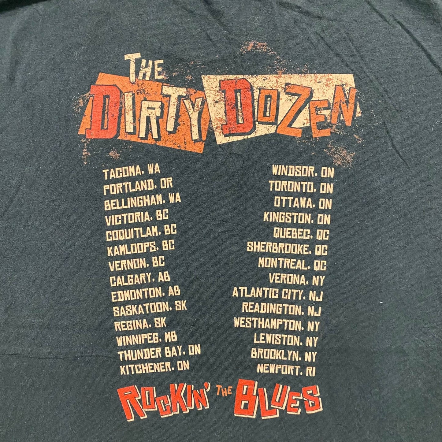 Vintage Y2K Sun Faded Dirty Dozen Blues Rock Band T-Shirt