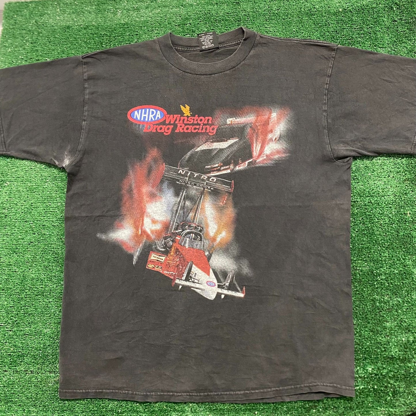 Vintage 90s Sun Faded NHRA Winston Drag Racing T-Shirt