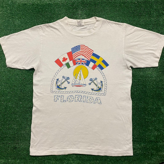 Vintage 80s Florida Nautical Single Stitch Tourist Tee