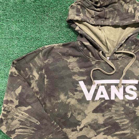 Vintage Y2K Vans Spell Out Essential Forest Camo Hoodie