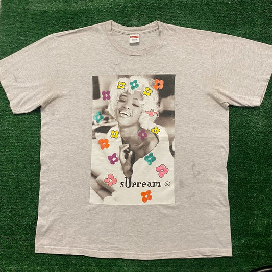 Supreme Naomi Campbell Floral T-Shirt Ash Gray