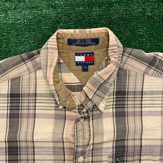 Tommy Hilfiger Plaid Vintage Preppy Casual Button Up Shirt