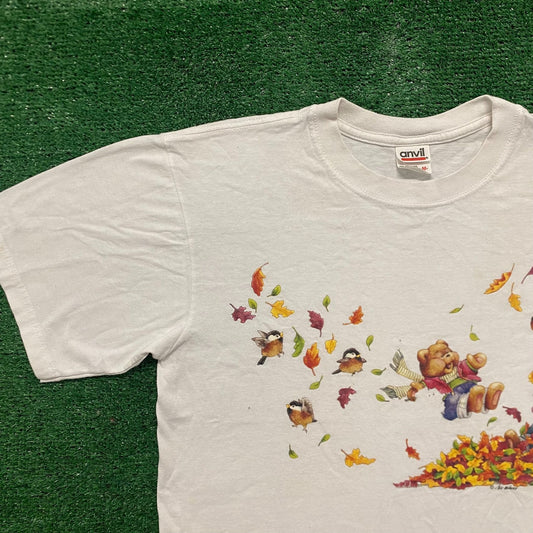 Vintage Y2K Fall Autumn Leaves Essential Cute Animals Tee