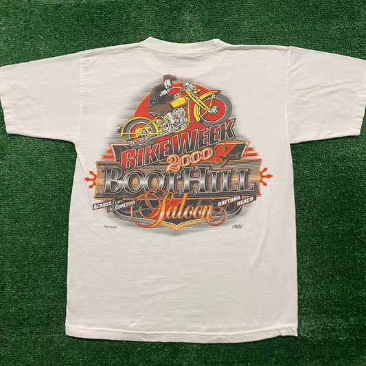 Vintage Y2K Boot Hill Saloon Essential Bike Week Chopper Tee