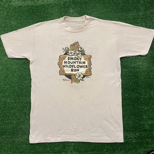 Vintage 80s Smoky Mountain Single Stitch Floral Nature Tee