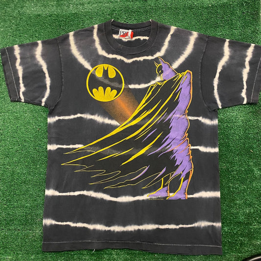 Vintage 80s Batman Tie Dye Baggy Single Stitch AOP T-Shirt