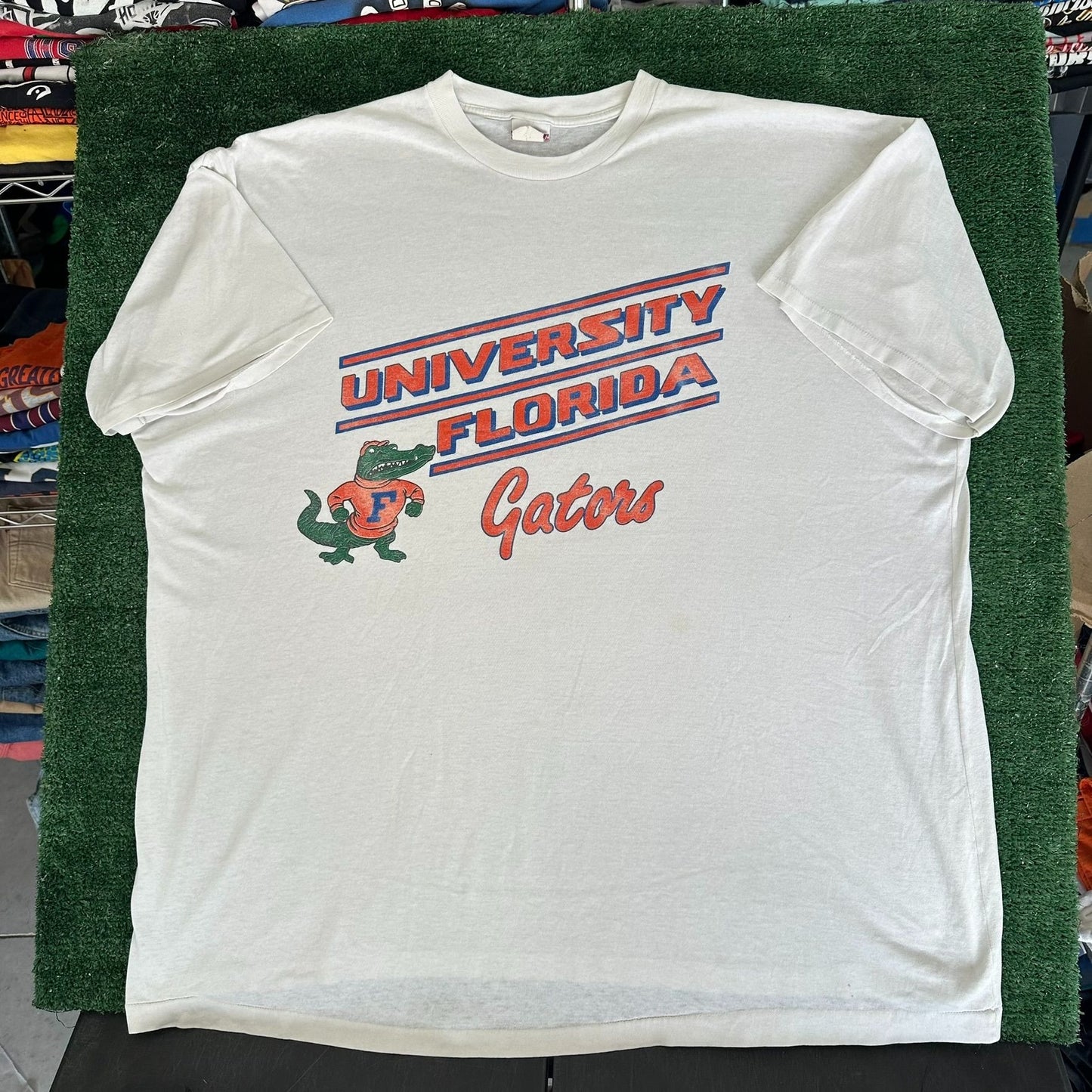 Vintage 80s UF University Florida Gators T-Shirt White 3XL Single Stitch College
