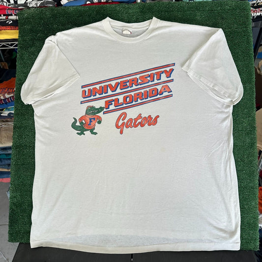Vintage 80s UF University Florida Gators T-Shirt White 3XL Single Stitch College