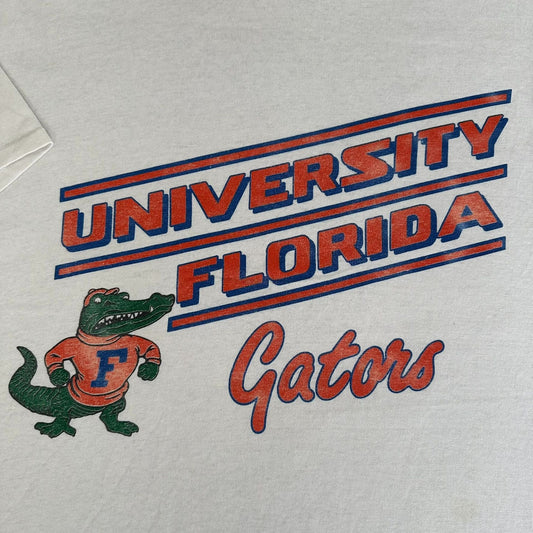 Vintage 80s UF University Florida Gators T-Shirt White 3XL Single Stitch College