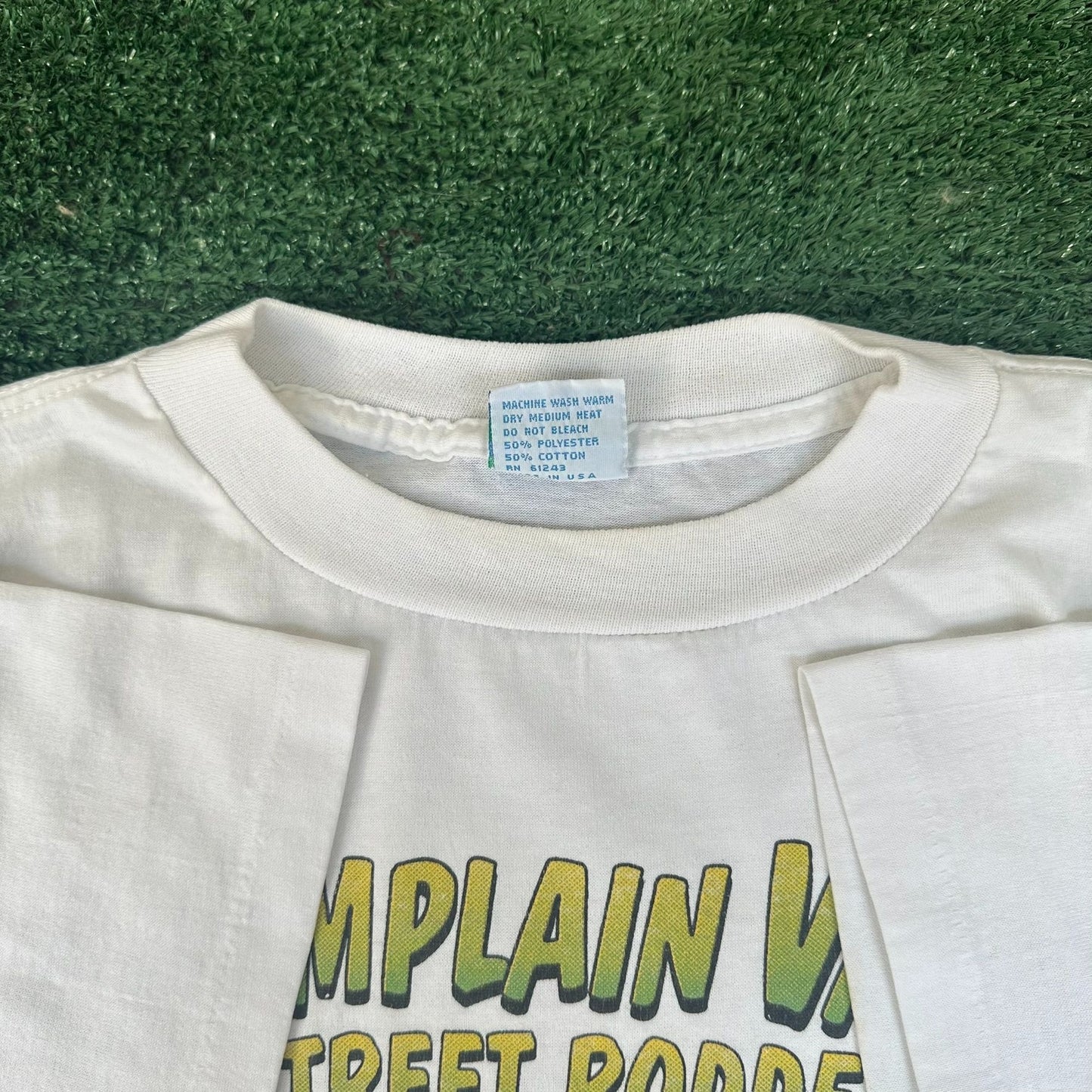Vintage 90s Champlain Valley Hot Rod Run T-Shirt Single Stitch White Large