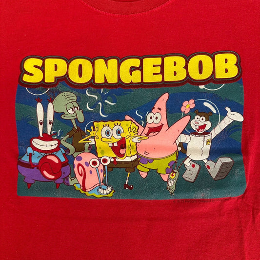 Vintage Y2K Nickelodeon SpongeBob SquarePants T-Shirt Red S TV Cartoon Kidcore