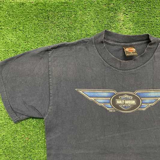 Vintage Y2K Harley Davidson Dudley Perkins Wings Logo Tee