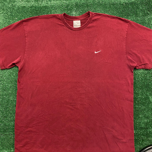 Vintage Y2K Nike Solo Swoosh Logo Core Burgundy Athletic Tee