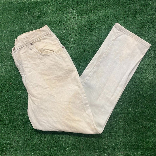 Vintage 90s White Denim Essential Relaxed Work Baggy Jeans