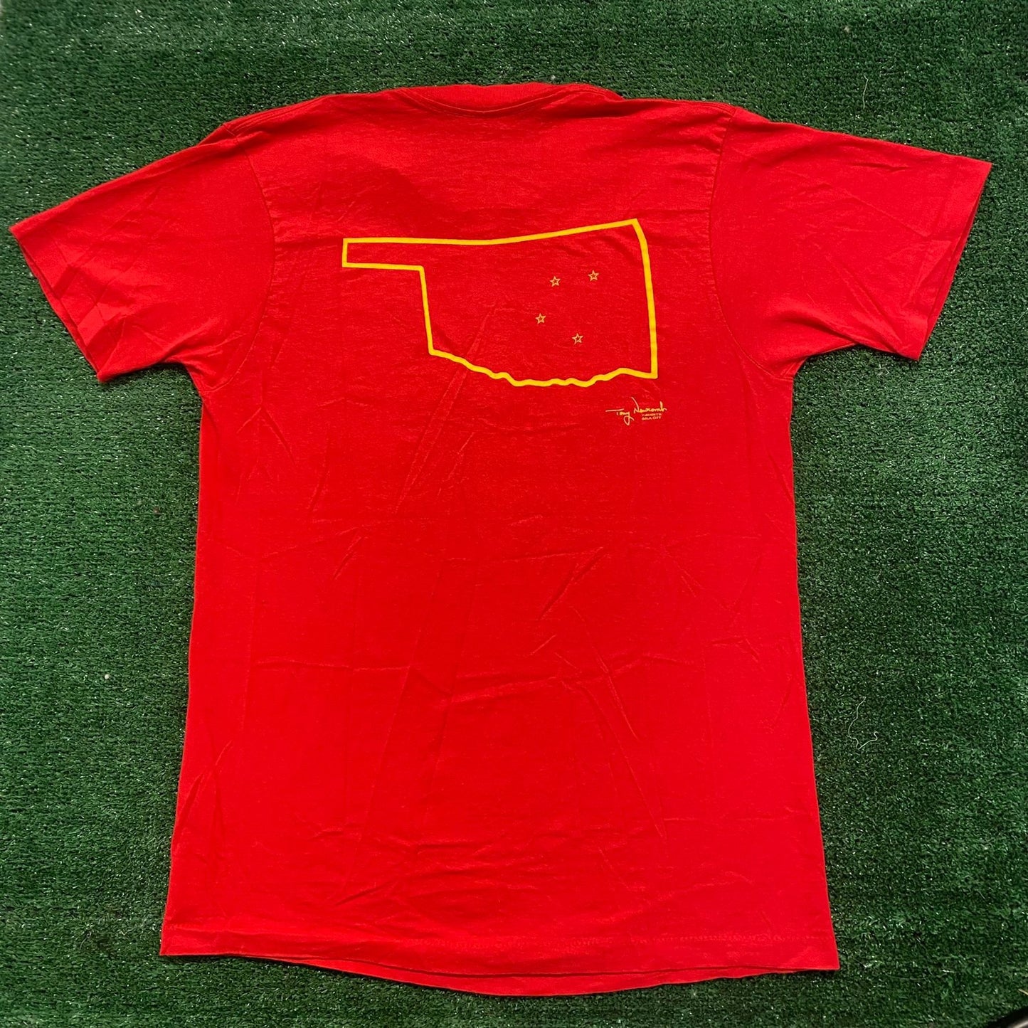 Vintage 80s Oklahoma Sooners Chi Omega Fraternity Quote Tee