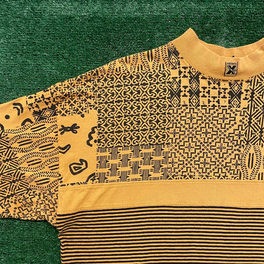 Vintage 80s Striped Geometric Patchwork Single Stitch Tee