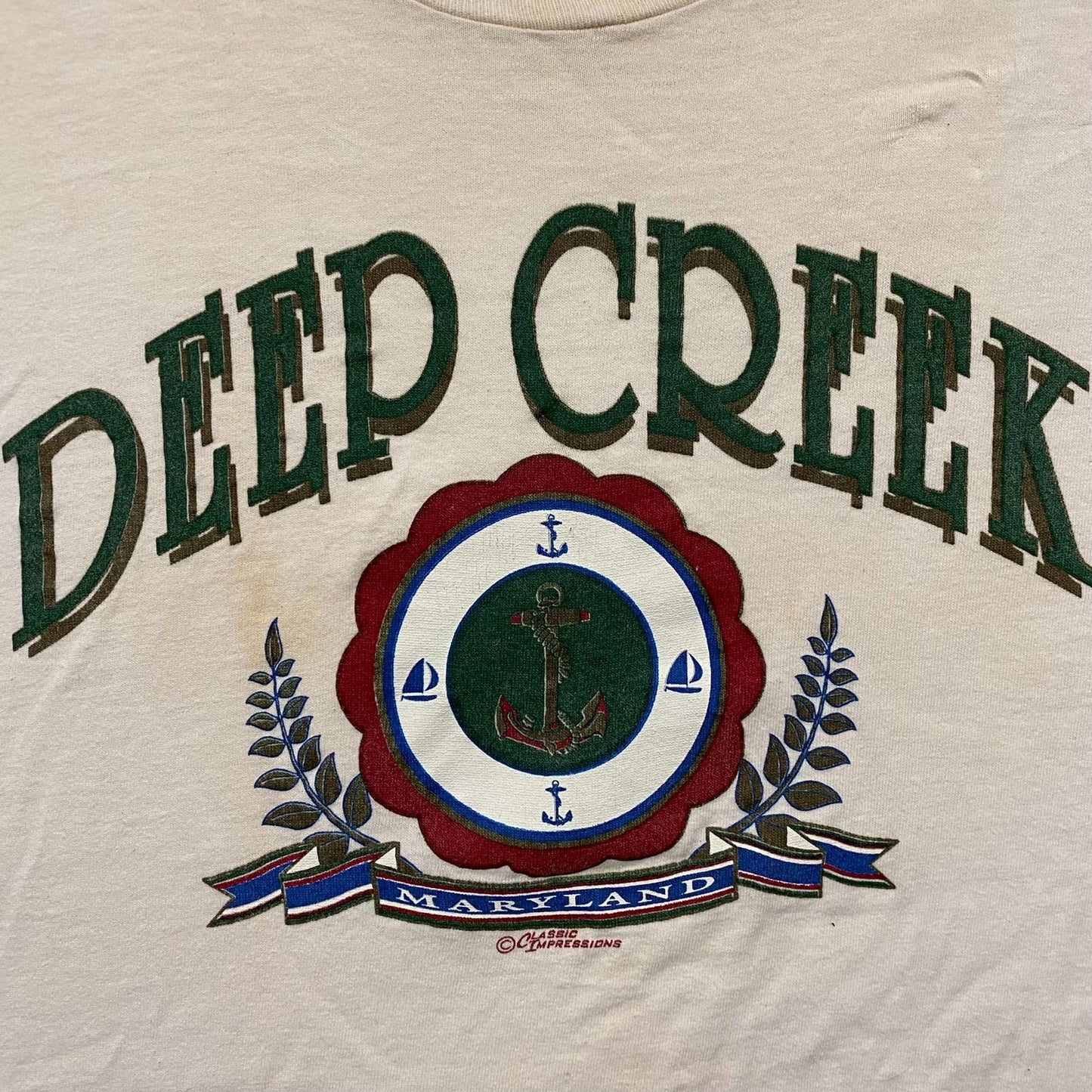 Vintage 90s Deep Creek Maryland Nautical Single Stitch Tee