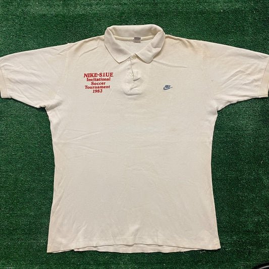 Vintage 80s 1983 Nike SIUE Soccer Single Stitch Polo Shirt