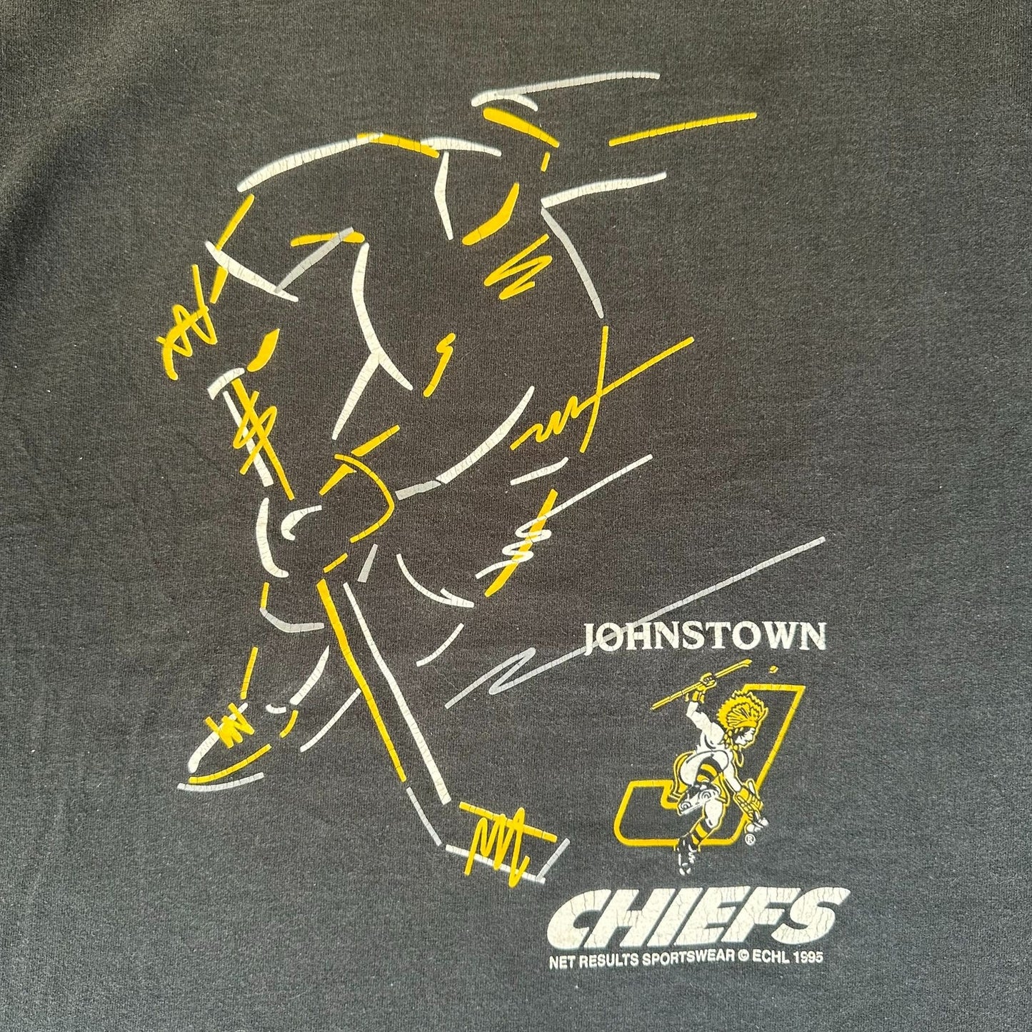 Vintage 90s ECHL Johnstown Chiefs Ice Hockey T-Shirt Single Stitch Black XXL