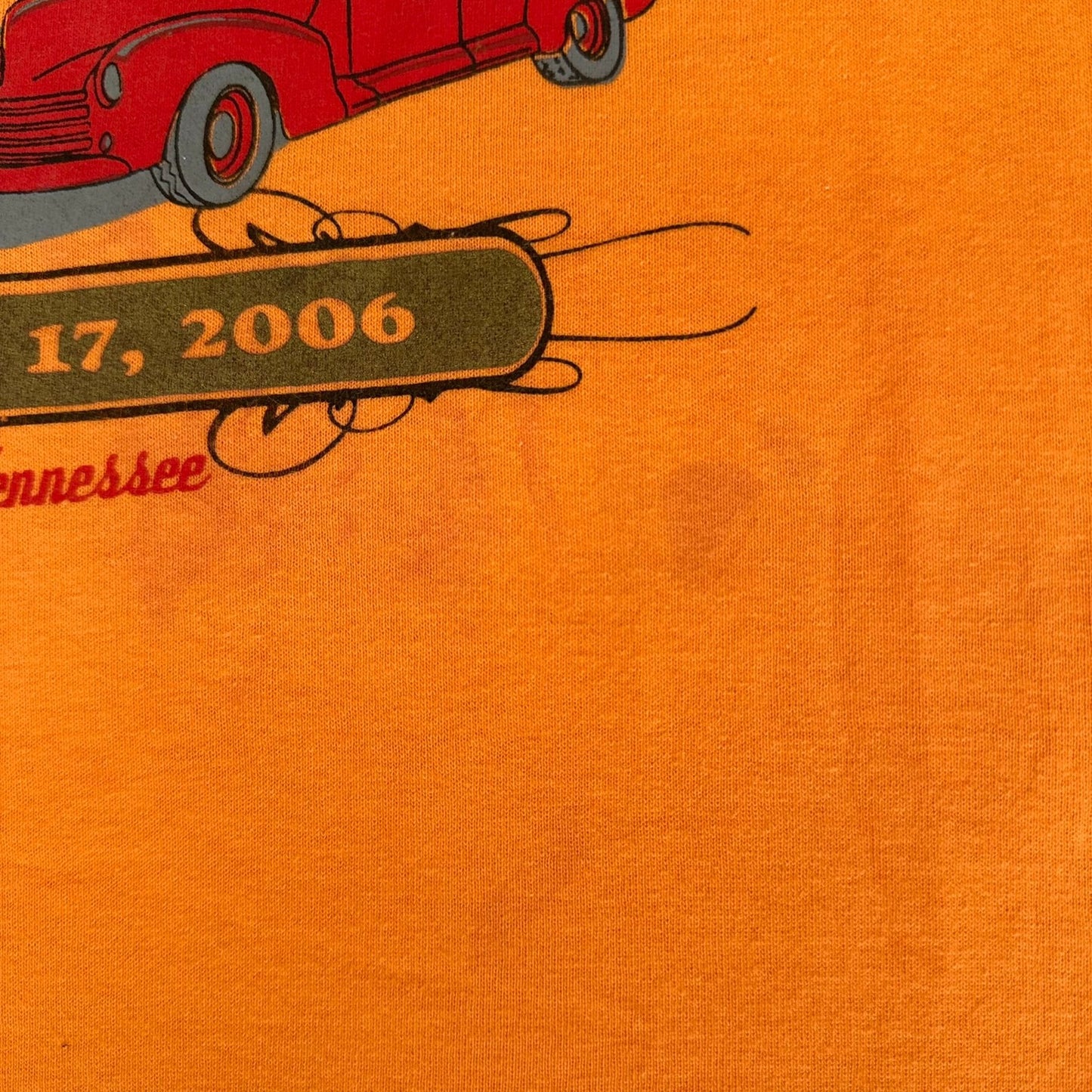 Vintage Y2K Moonshine Rod Run Car Show T-Shirt Orange L Classic Hot Rod 2006