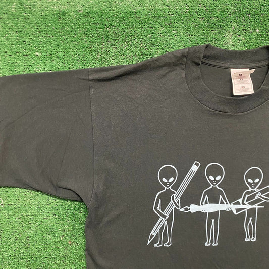 Vintage 90s Aliens Drawing Shirt Single Stitch Art Tee