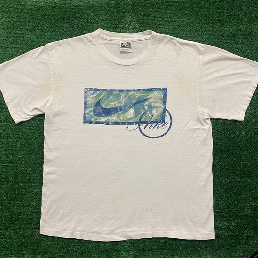 Vintage 90s Nike Swoosh Shirt Single Stitch Watercolor Tee