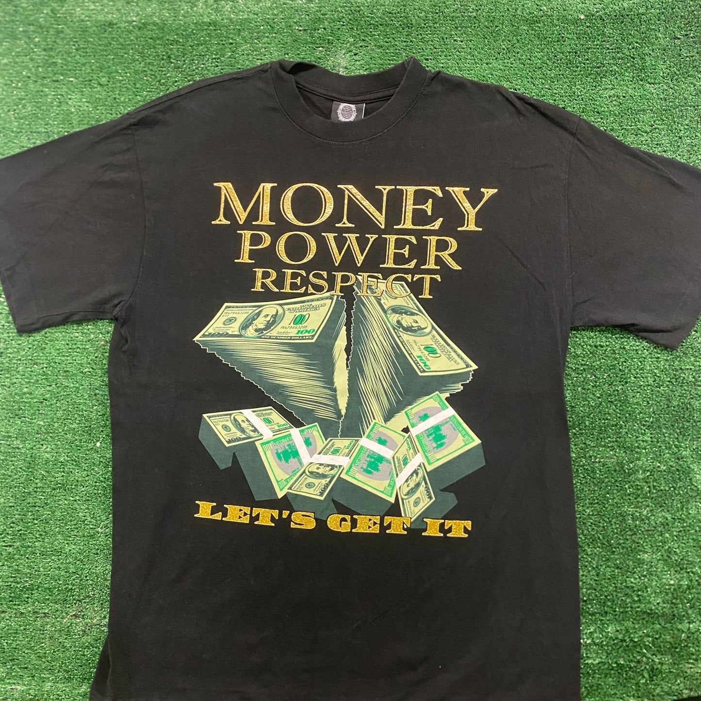 Vintage Y2K Money Power Respect Essential Rap Hip Hop Tee