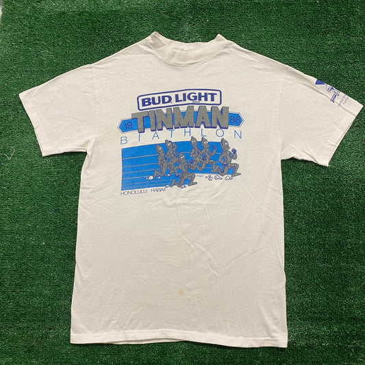 Vintage 80s Bud Light Tinman Shirt Single Stitch Beer Run Tee