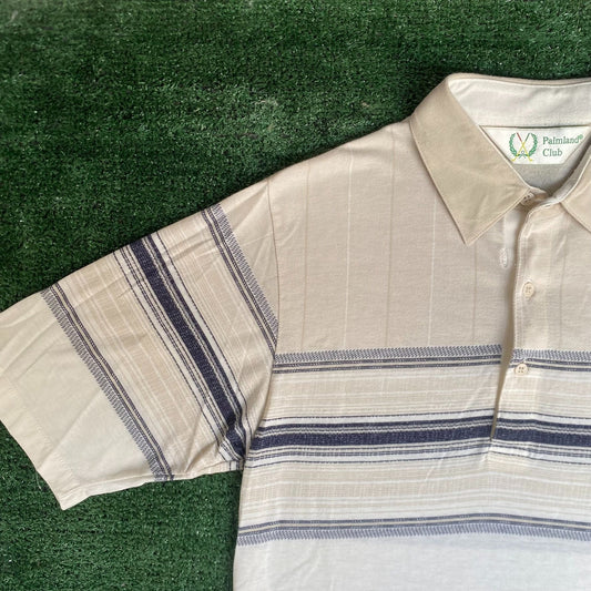 Vintage 80s Tonal Polo Shirt Striped Single Stitch Grandpa