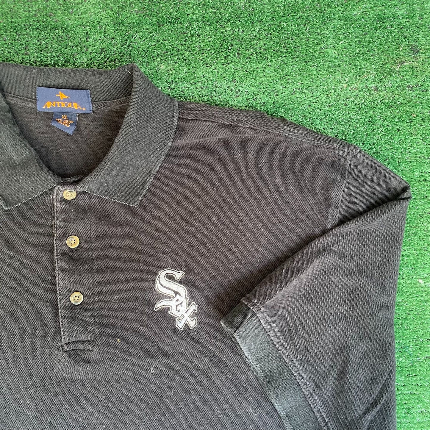 Vintage Y2K Chicago White Sox Polo Shirt MLB Logo Black