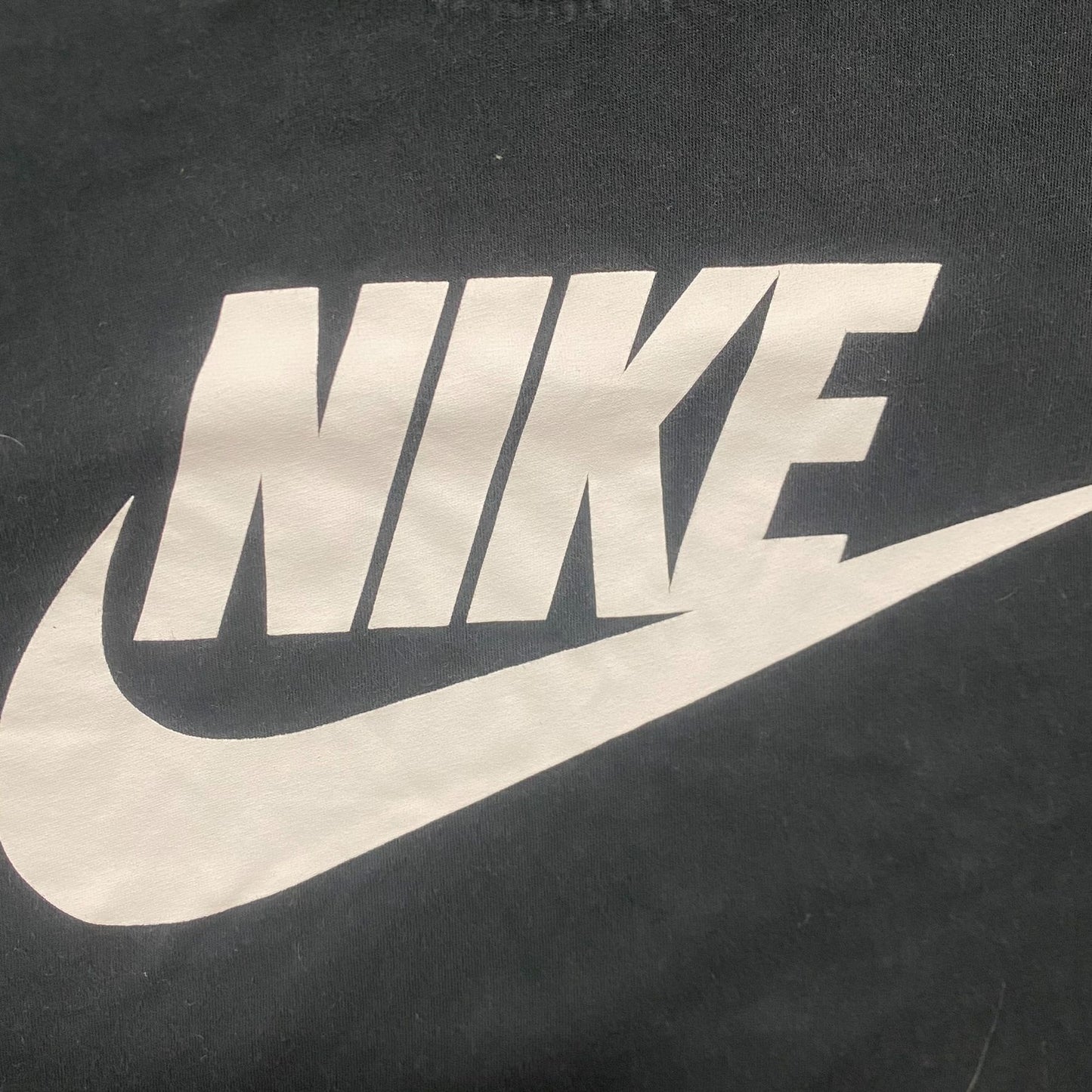 Nike Swoosh Logo Shirt Spell Out Drill Athletic Black Tee