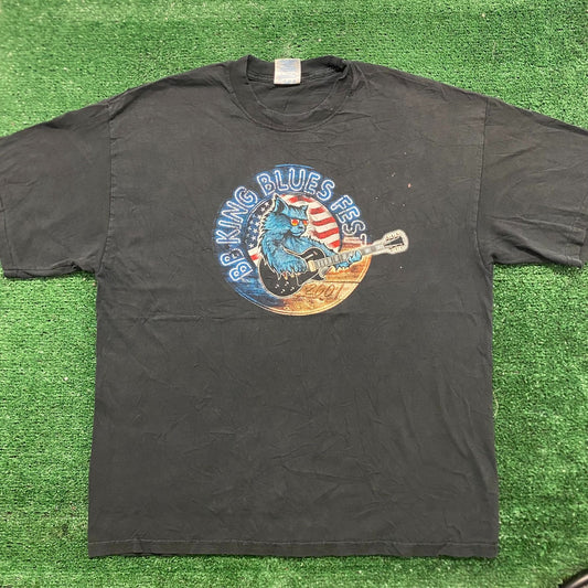 Vintage Y2K BB King Blues Festival Sun Faded Baggy Rock Tee