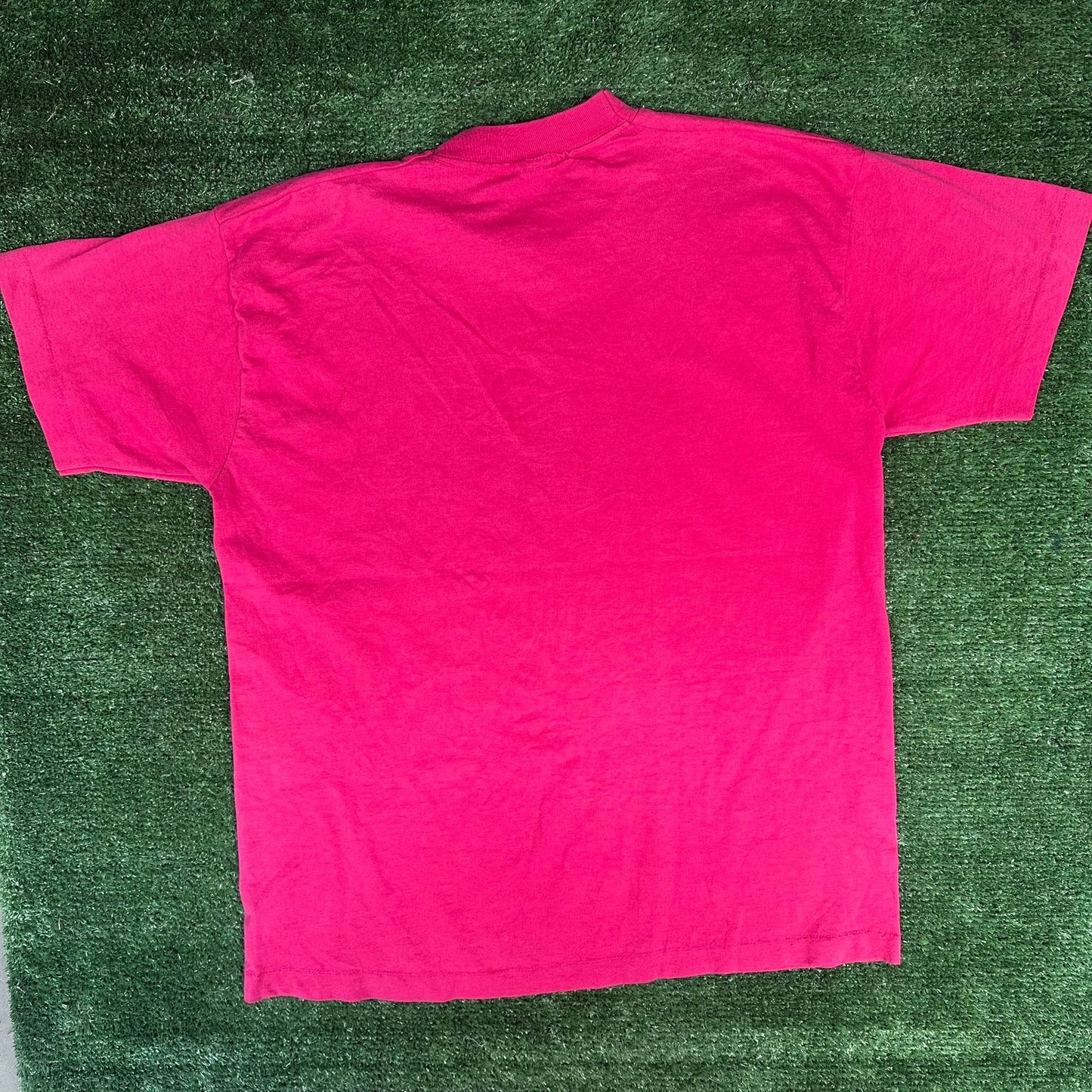Vintage 90s Dorset Vermont T-Shirt Hot Pink L Single Stitch Small Town Humor