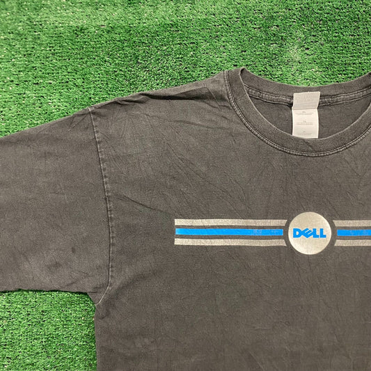Vintage Y2K Cyber Sun Faded Baggy Dell Computer T-Shirt