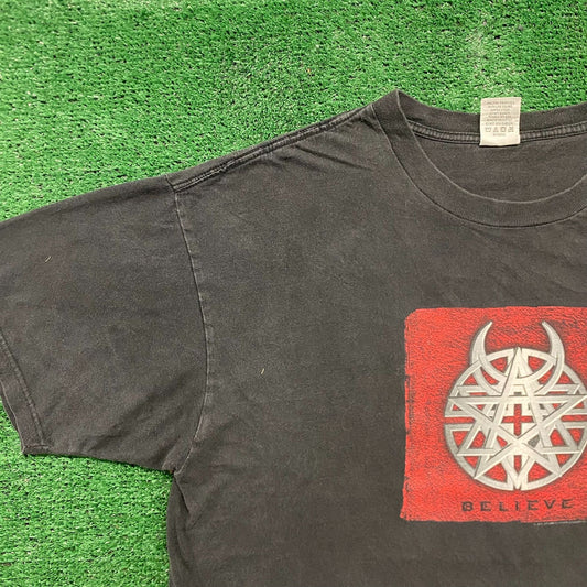 Vintage Y2K Disturbed Pentagram Tour Metal Rock Band Tee