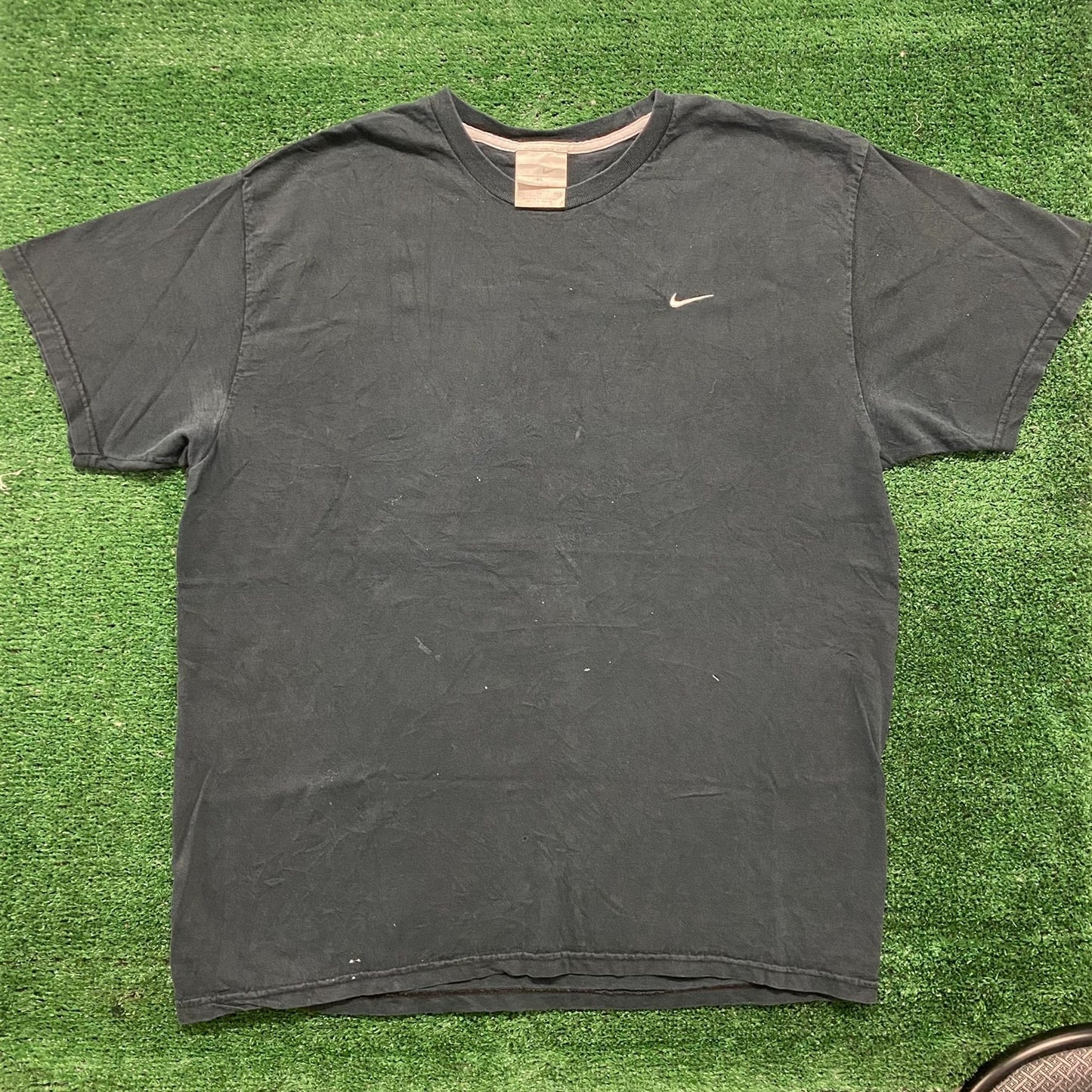 Vintage Y2K Nike Solo Swoosh Shirt Sun Faded Drill Logo Tee