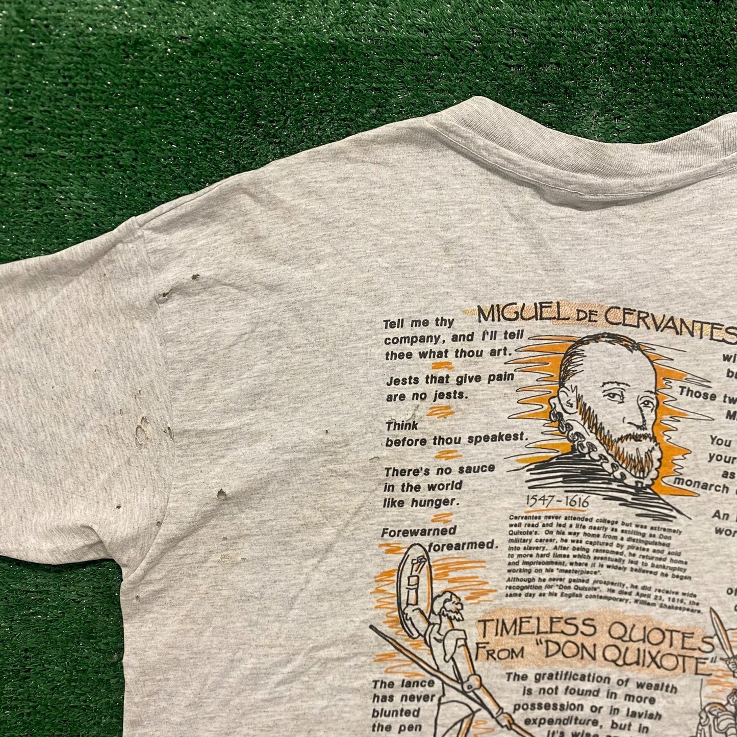 Vintage 90s Don Quixote Book Quote Grunge Single Stitch Tee