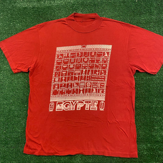 Egyptian Hieroglyphics Alphabet Vintage 80s T-Shirt