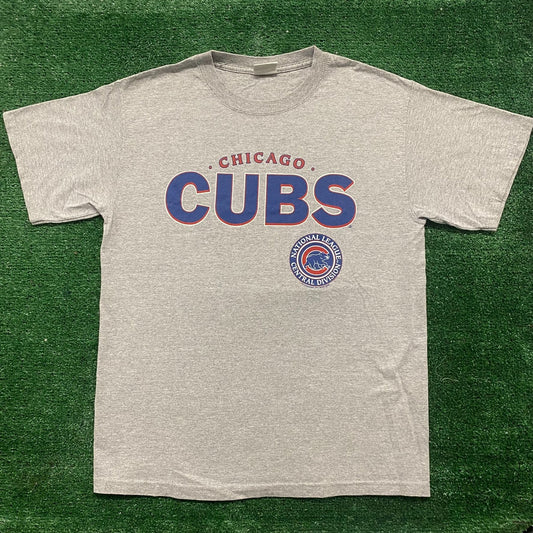 Vintage Y2K Chicago Cubs Shirt Gray MLB Baseball Logo Tee