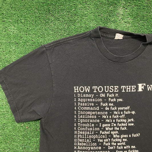 Vintage Y2K F Word Profane Obscene Humor Funny Punk Tee