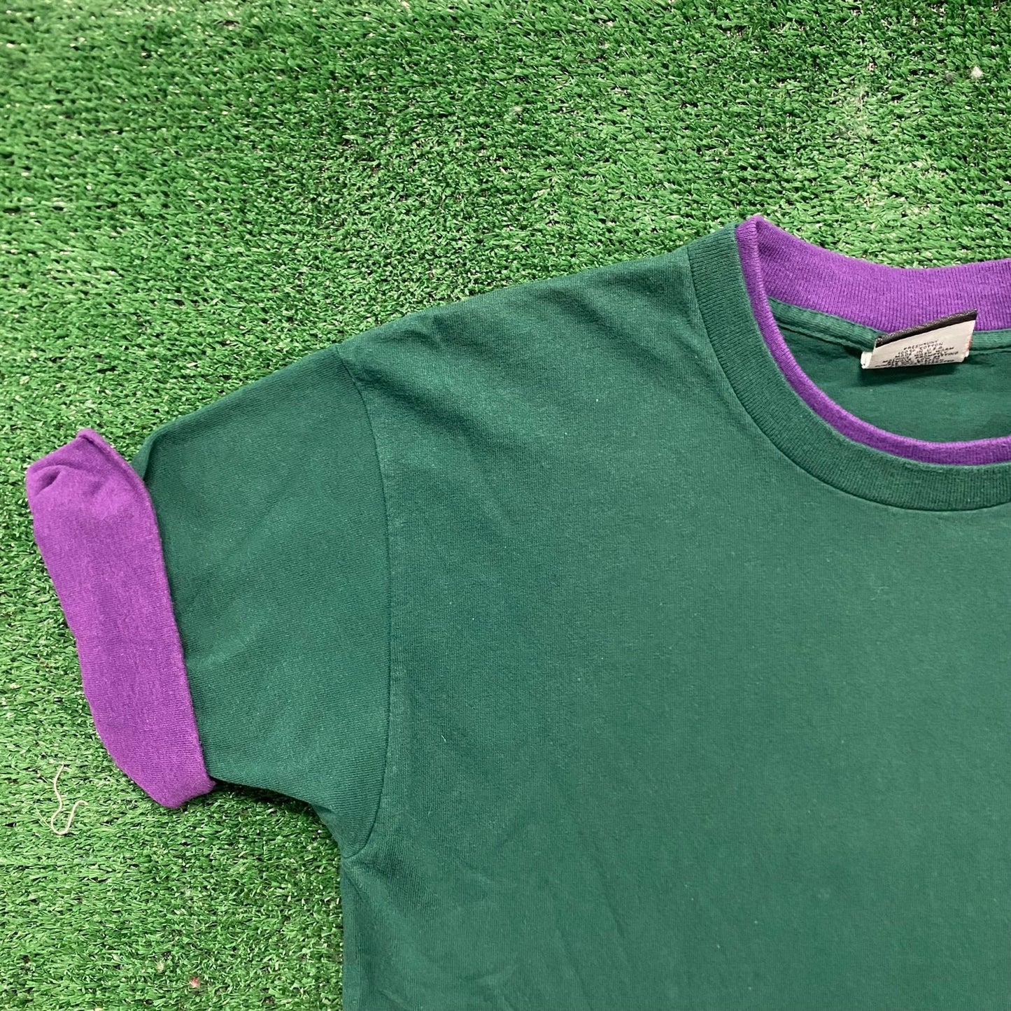 Vintage 90s Green Purple Blank Shirt Plain Single Stitch Tee