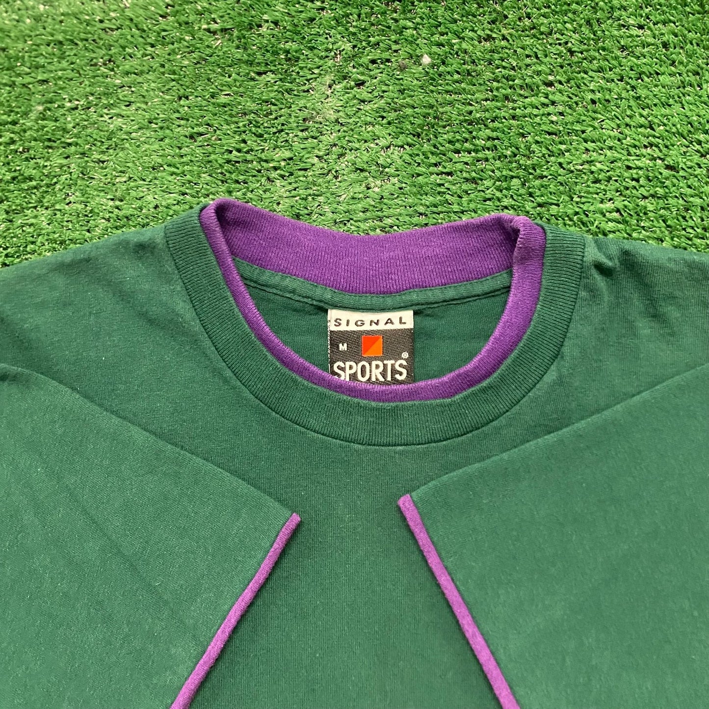 Vintage 90s Green Purple Blank Shirt Plain Single Stitch Tee