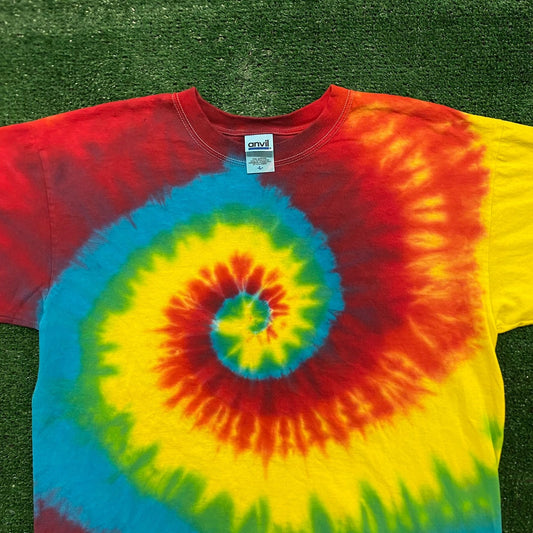 Rainbow Tie Dye Spiral Swirl Vintage Hippie T-Shirt