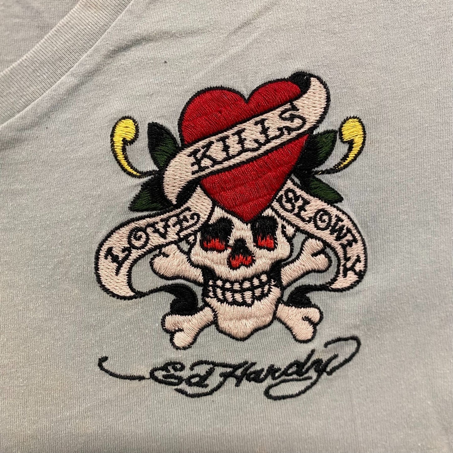 Vintage Y2K Ed Hardy Love Skull Heart Tattoo Logo Punk Tee
