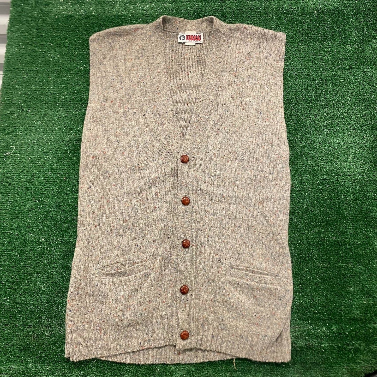 Vintage 70s 80s Shetland Wool Sweater Vest Preppy Cardigan