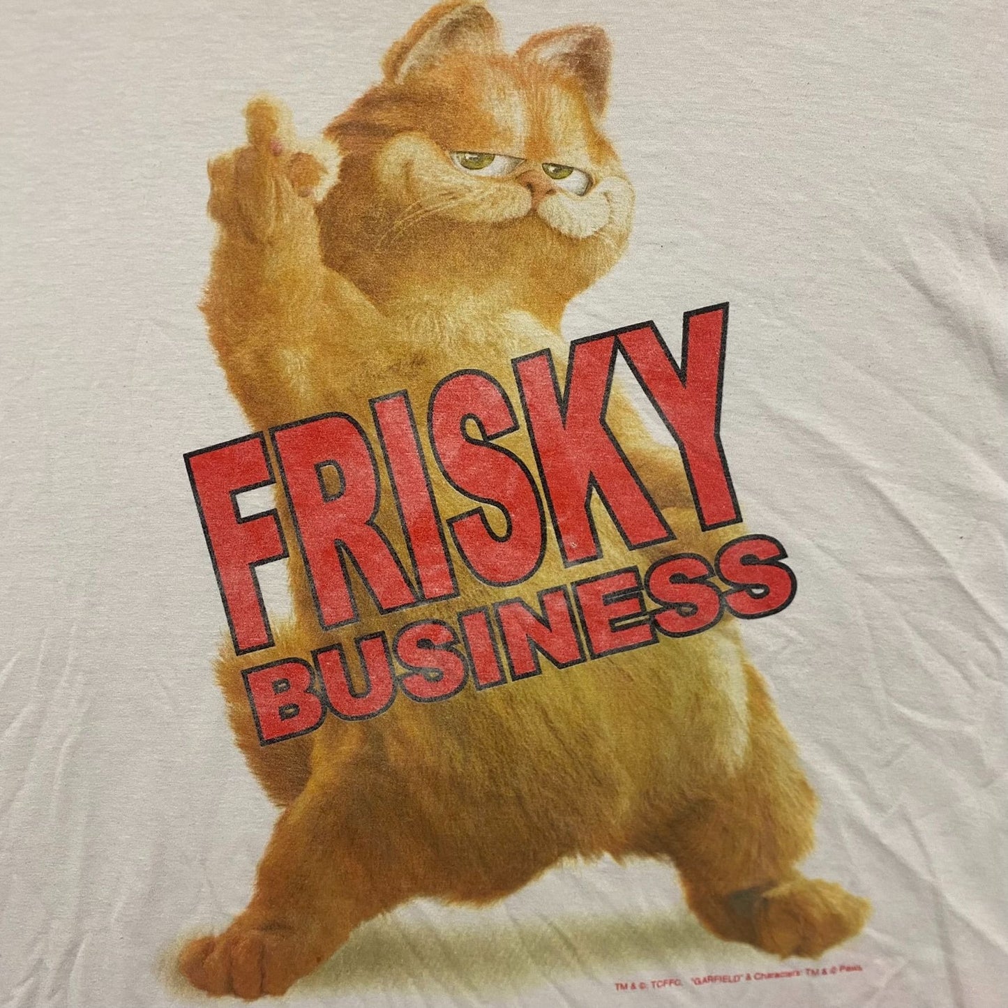 Vintage Y2K Garfield Movie Frisky Business Quote Baggy Tee