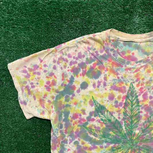 Vintage 90s Weed Marijuana Leaf Shirt Tie Dye Stoner 420 Tee